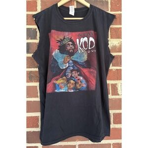 J. Cole KOD Tour Shirt Mens Large Black Gildan Sleeveless Cutoff Tee Young Thug